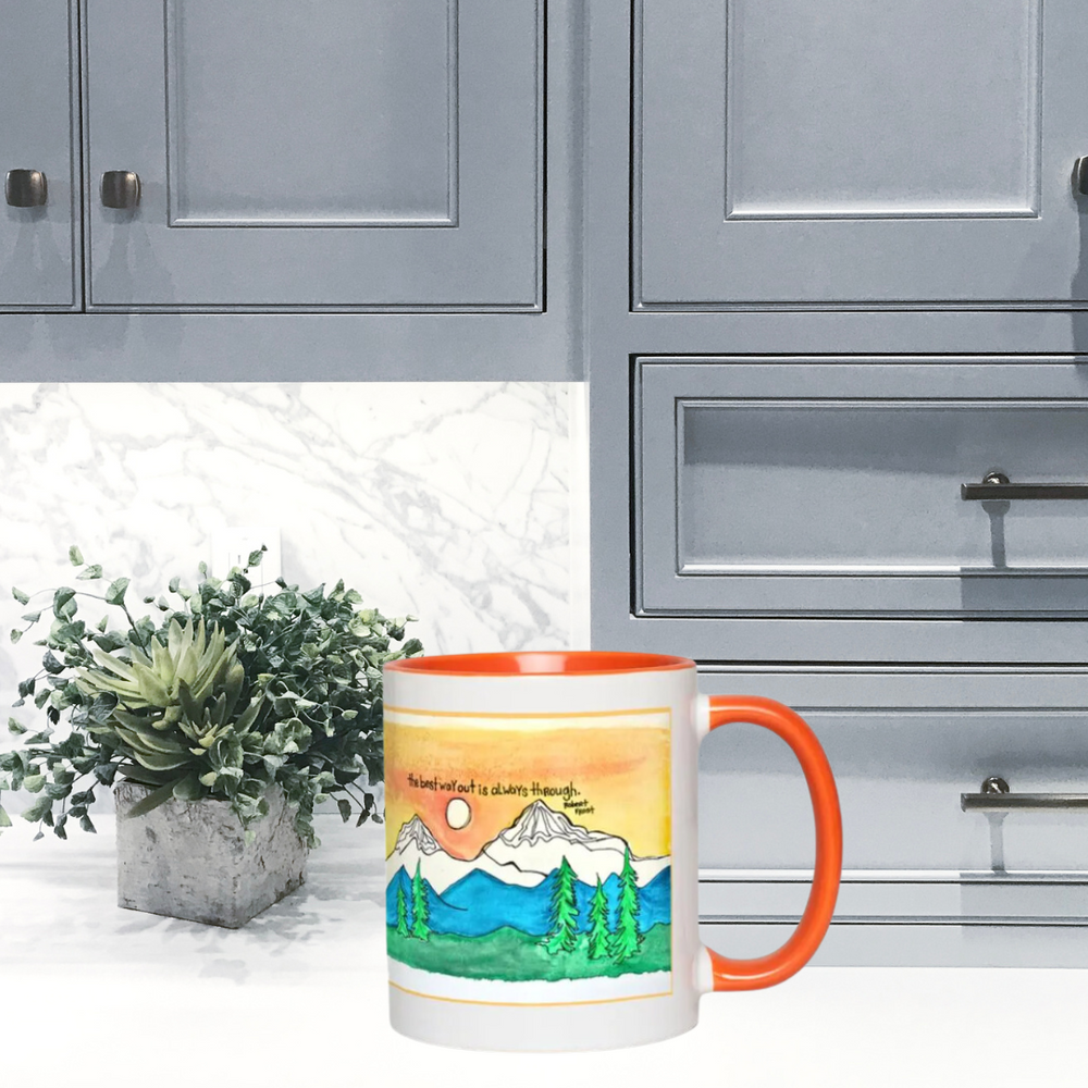 11 oz ceramic mug
Microwave and dishwasher safe
Hand washing recommended to preserve design
Original, exclusive artwork by Christine C
Colorful design with orange interior and handle